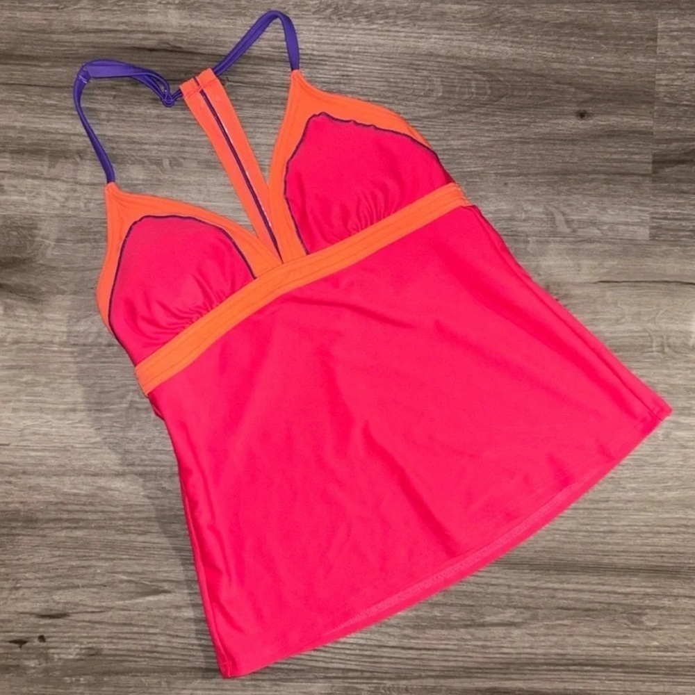 Prana Aleka Halter Racerback Tankini Swim Top Azalea Pink - Picture 3 of 5
